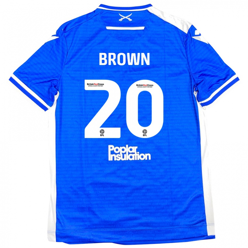 Niño Camiseta Jevani Brown #20 Azul Blanco 1ª Equipación 2024/25 La Camisa