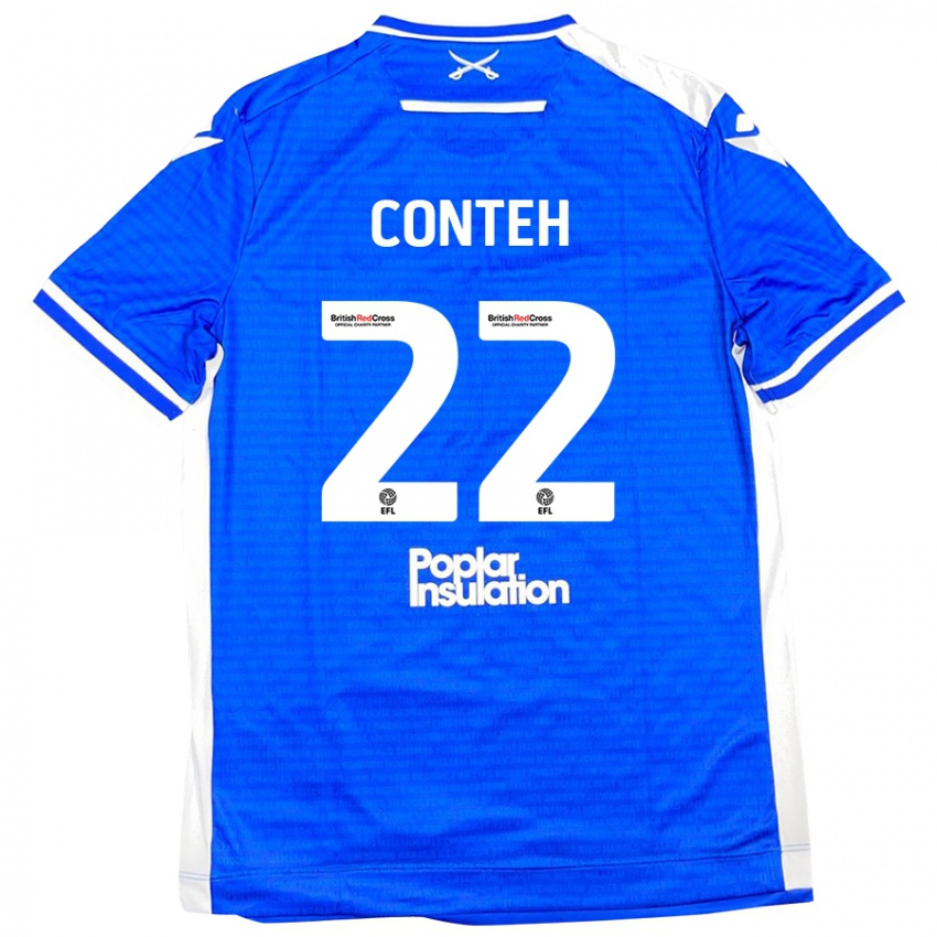 Niño Camiseta Kamil Conteh #22 Azul Blanco 1ª Equipación 2024/25 La Camisa