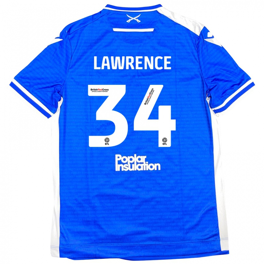 Niño Camiseta Jerry Lawrence #34 Azul Blanco 1ª Equipación 2024/25 La Camisa