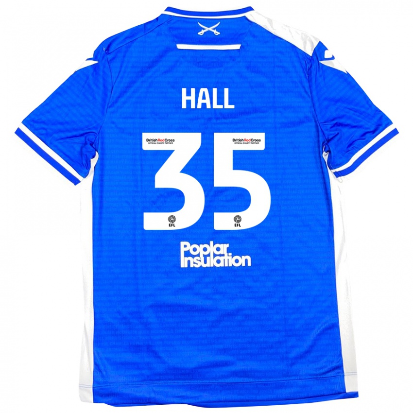 Niño Camiseta Matt Hall #35 Azul Blanco 1ª Equipación 2024/25 La Camisa