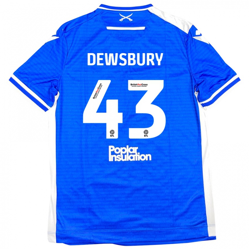 Niño Camiseta Ollie Dewsbury #43 Azul Blanco 1ª Equipación 2024/25 La Camisa