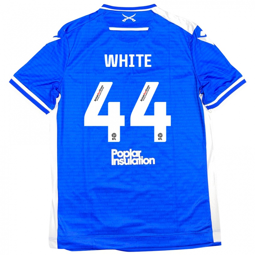 Niño Camiseta Charlie White #44 Azul Blanco 1ª Equipación 2024/25 La Camisa