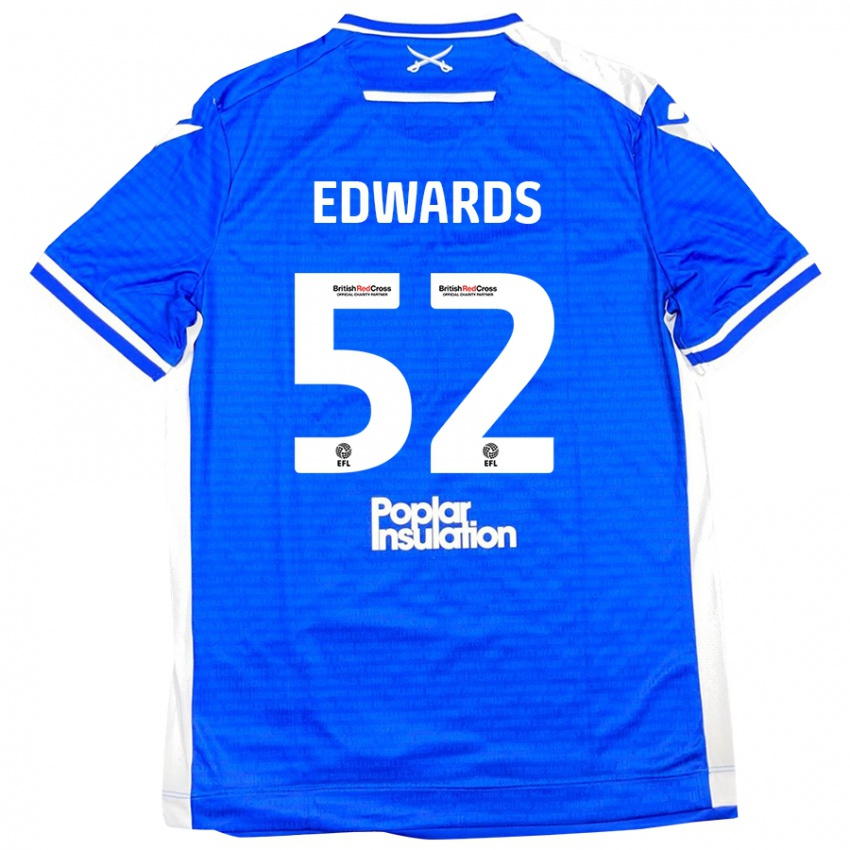 Niño Camiseta Max Edwards #52 Azul Blanco 1ª Equipación 2024/25 La Camisa