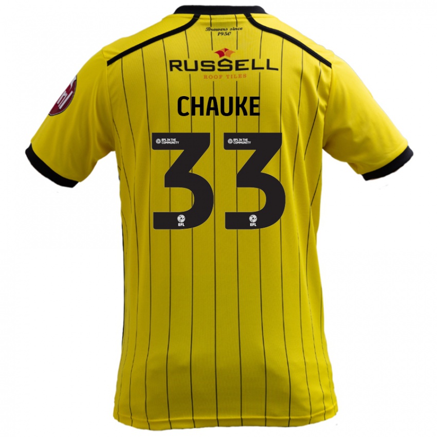 Niño Camiseta Kgaogelo Chauke #33 Amarillo 1ª Equipación 2024/25 La Camisa