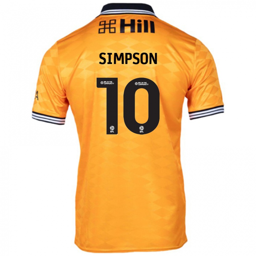 Niño Camiseta Harley-Jean Simpson #10 Naranja 1ª Equipación 2024/25 La Camisa