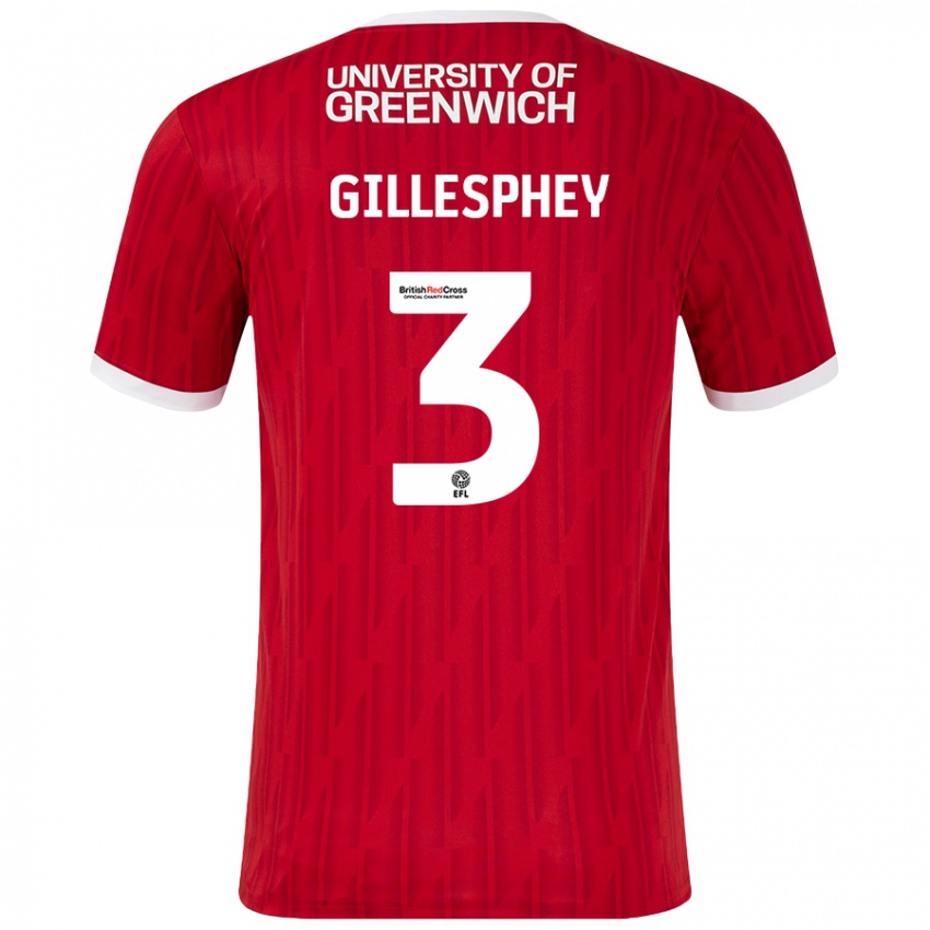 Niño Camiseta Macaulay Gillesphey #3 Rojo Blanco 1ª Equipación 2024/25 La Camisa