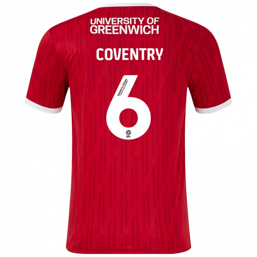 Niño Camiseta Conor Coventry #6 Rojo Blanco 1ª Equipación 2024/25 La Camisa