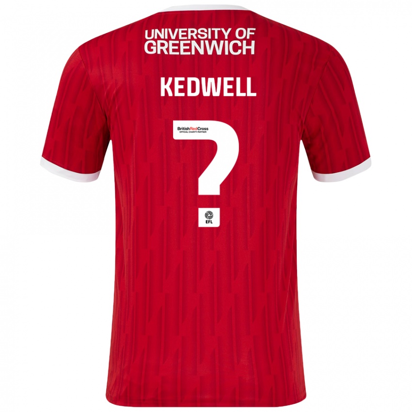 Niño Camiseta Harvey Kedwell #0 Rojo Blanco 1ª Equipación 2024/25 La Camisa