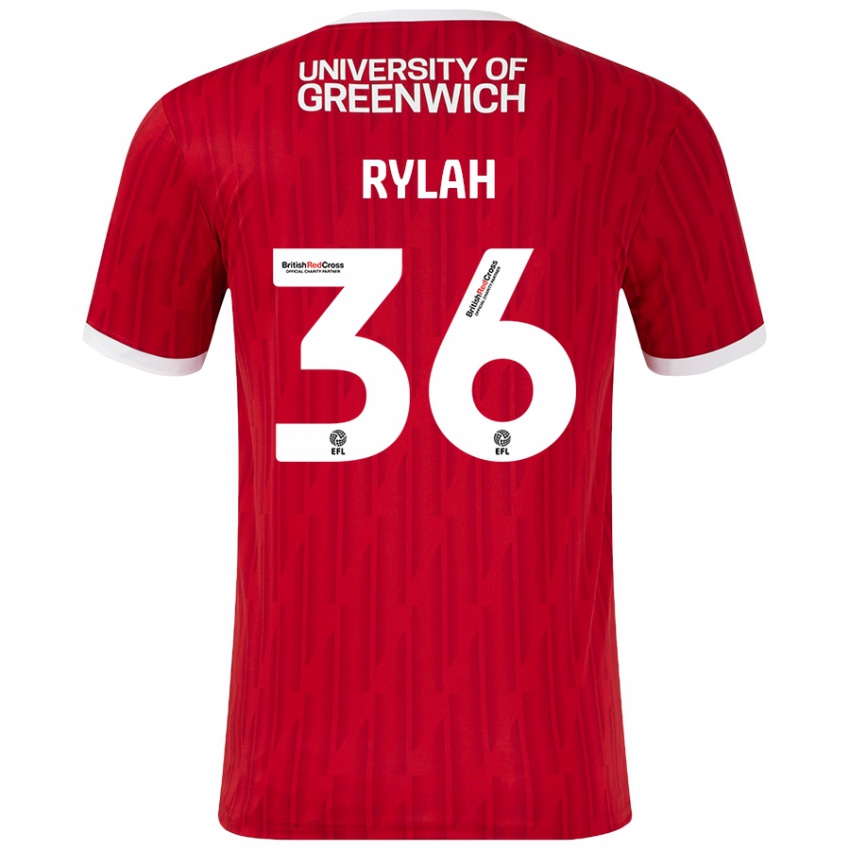 Niño Camiseta Henry Rylah #36 Rojo Blanco 1ª Equipación 2024/25 La Camisa