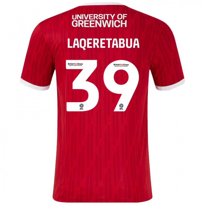 Niño Camiseta Josh Laqeretabua #39 Rojo Blanco 1ª Equipación 2024/25 La Camisa