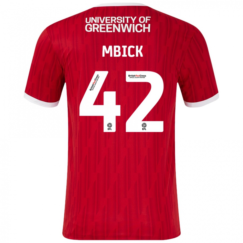 Niño Camiseta Micah Mbick #42 Rojo Blanco 1ª Equipación 2024/25 La Camisa