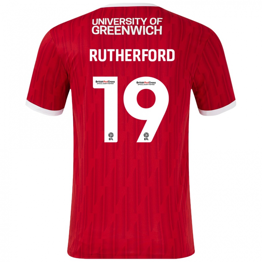 Niño Camiseta Ella Rutherford #19 Rojo Blanco 1ª Equipación 2024/25 La Camisa