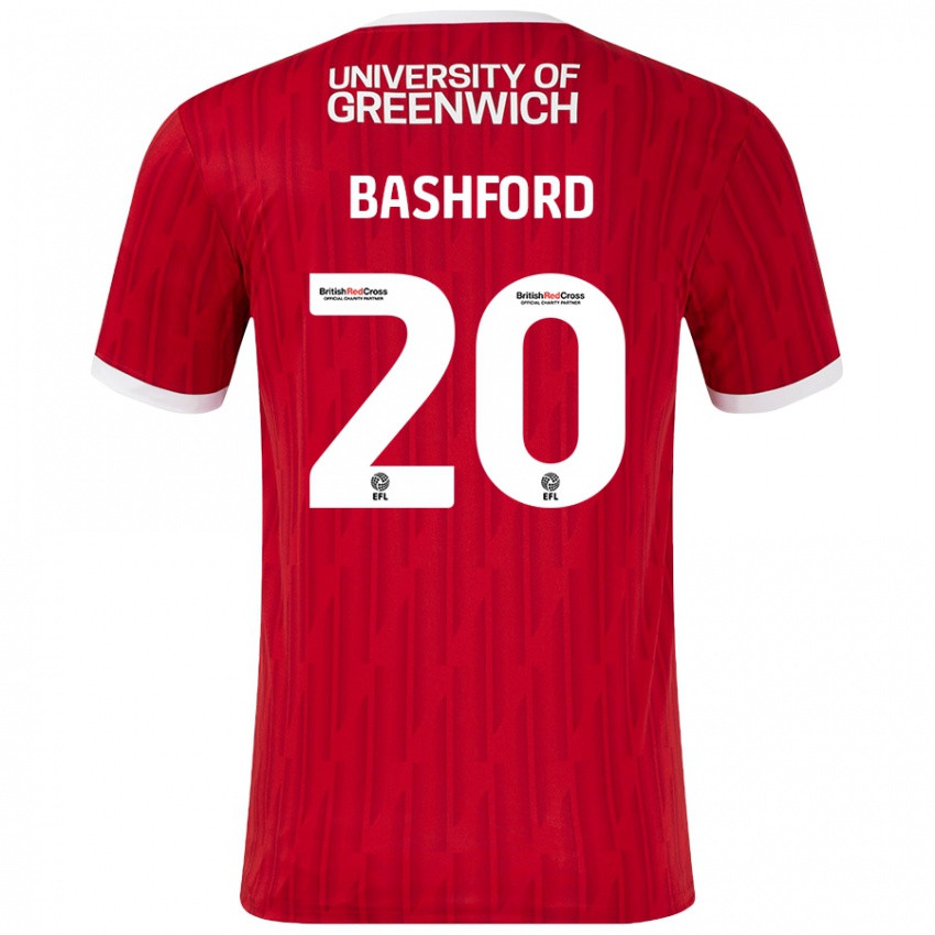 Niño Camiseta Mary Bashford #20 Rojo Blanco 1ª Equipación 2024/25 La Camisa