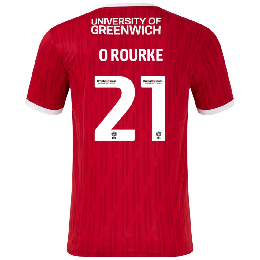 Niño Camiseta Sophie O'rourke #21 Rojo Blanco 1ª Equipación 2024/25 La Camisa