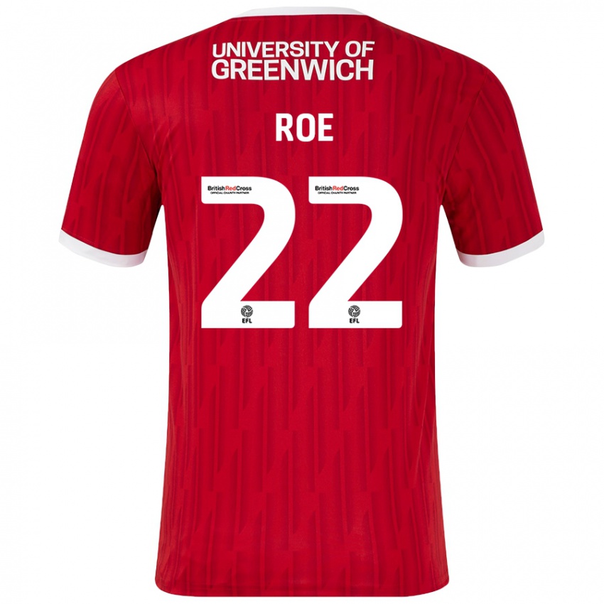 Niño Camiseta Bethan Roe #22 Rojo Blanco 1ª Equipación 2024/25 La Camisa