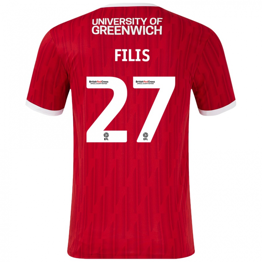 Niño Camiseta Melisa Filis #27 Rojo Blanco 1ª Equipación 2024/25 La Camisa