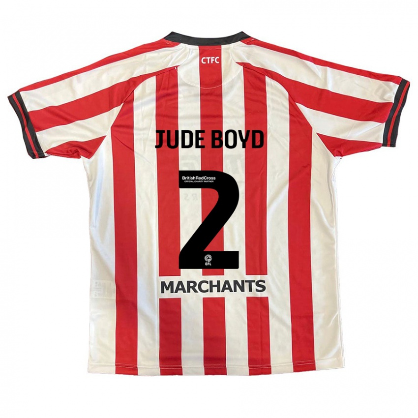 Niño Camiseta Arkell Jude-Boyd #2 Rojo Blanco 1ª Equipación 2024/25 La Camisa