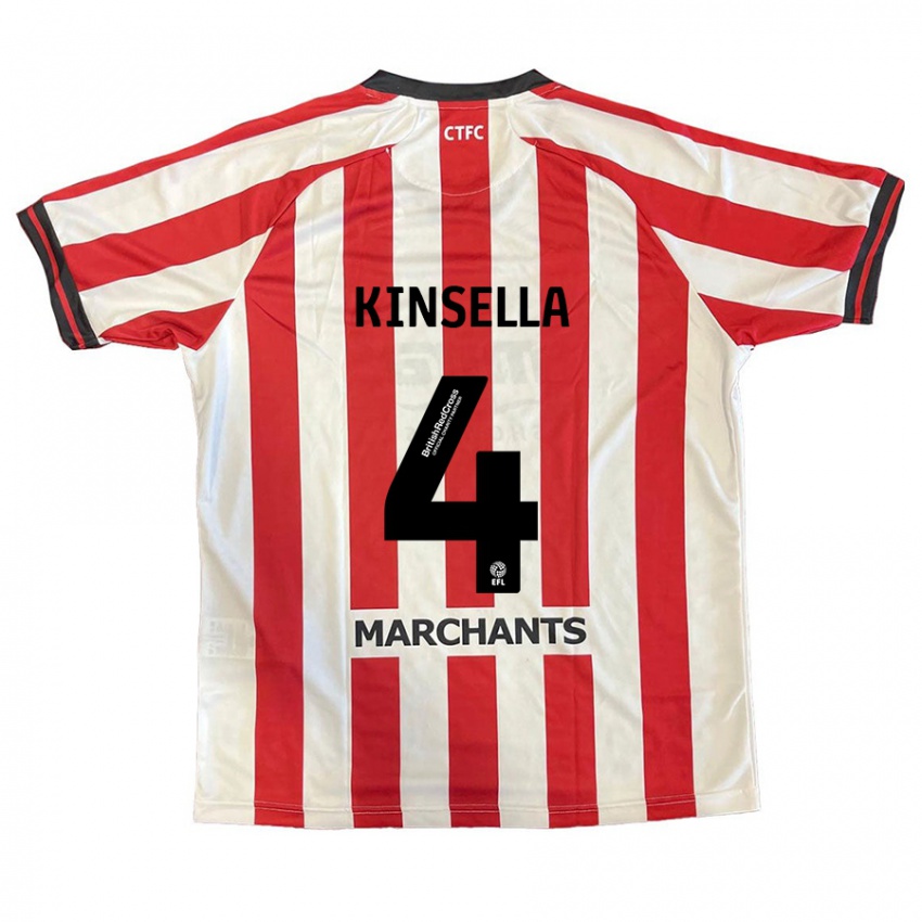 Niño Camiseta Liam Kinsella #4 Rojo Blanco 1ª Equipación 2024/25 La Camisa