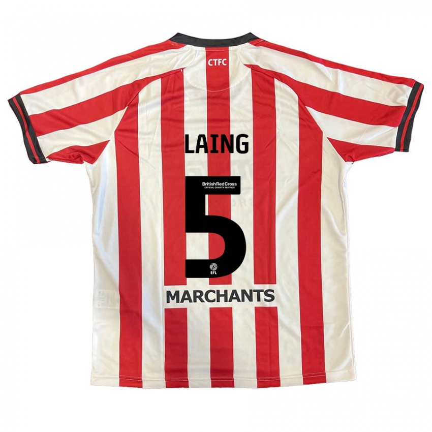 Niño Camiseta Levi Laing #5 Rojo Blanco 1ª Equipación 2024/25 La Camisa