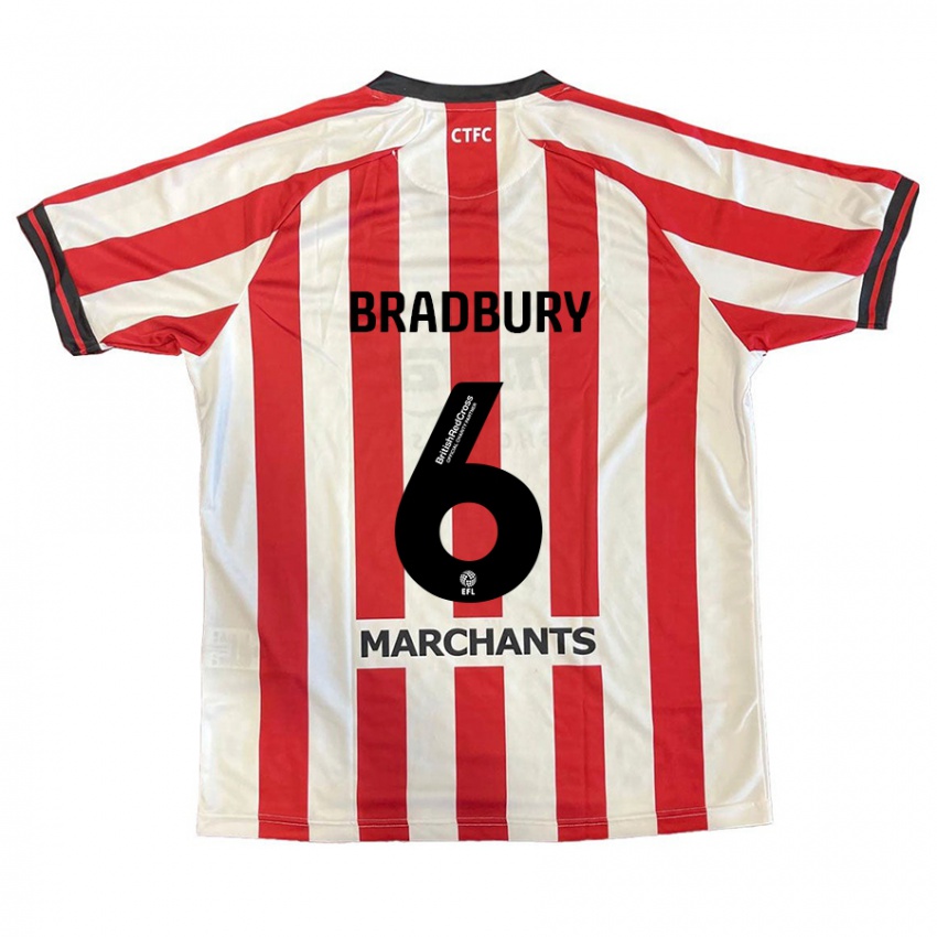 Niño Camiseta Tom Bradbury #6 Rojo Blanco 1ª Equipación 2024/25 La Camisa