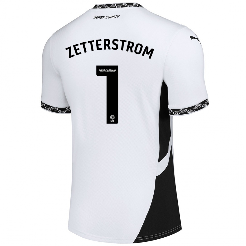 Niño Camiseta Jacob Widell Zetterström #1 Blanco Negro 1ª Equipación 2024/25 La Camisa