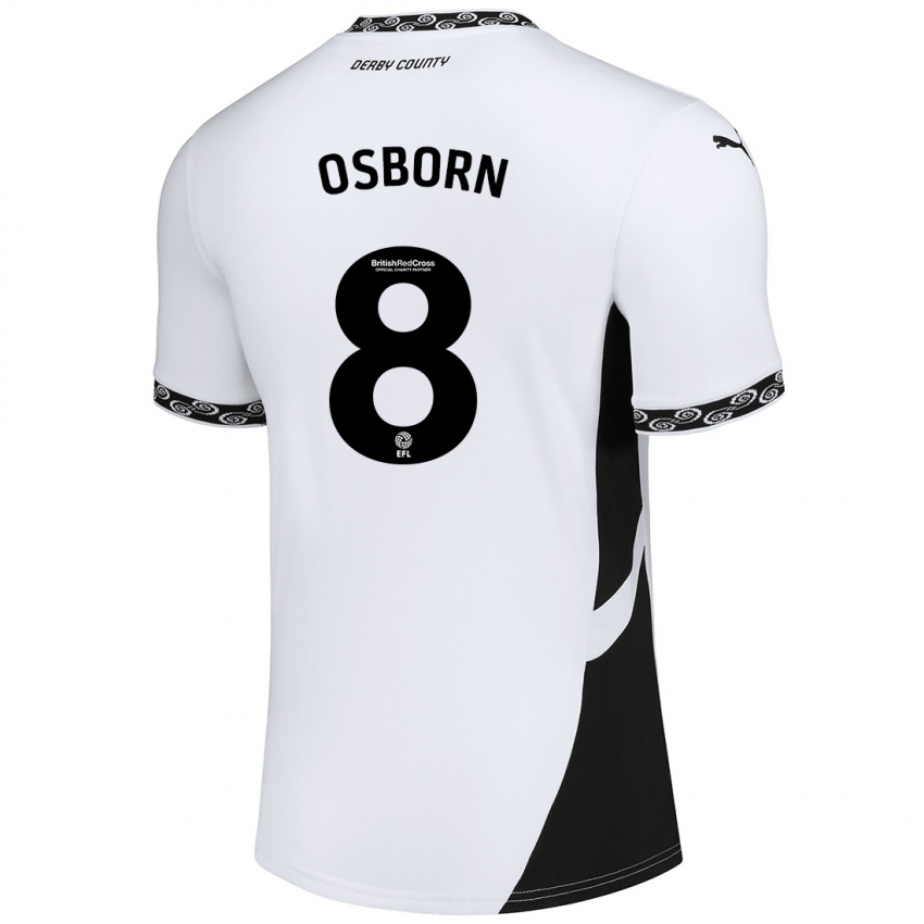 Niño Camiseta Ben Osborn #8 Blanco Negro 1ª Equipación 2024/25 La Camisa