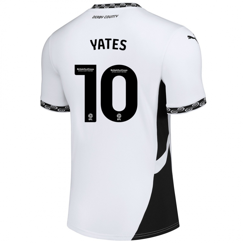 Niño Camiseta Jerry Yates #10 Blanco Negro 1ª Equipación 2024/25 La Camisa