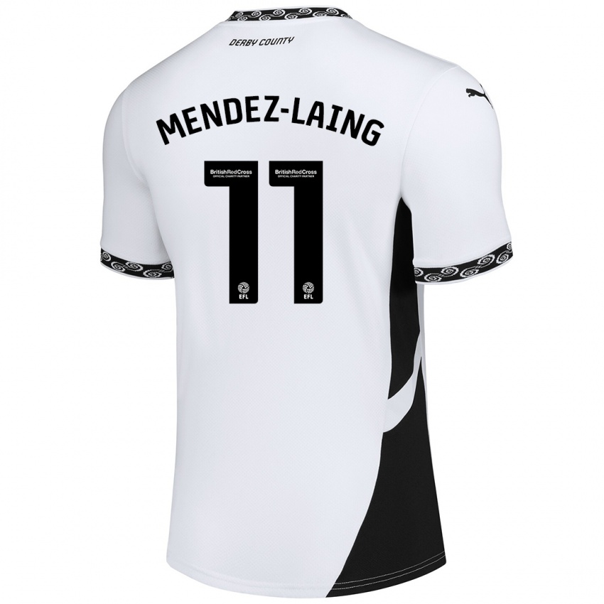 Niño Camiseta Nathaniel Méndez-Laing #11 Blanco Negro 1ª Equipación 2024/25 La Camisa