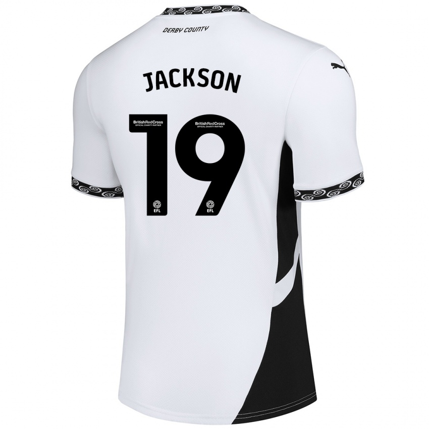 Niño Camiseta Kayden Jackson #19 Blanco Negro 1ª Equipación 2024/25 La Camisa