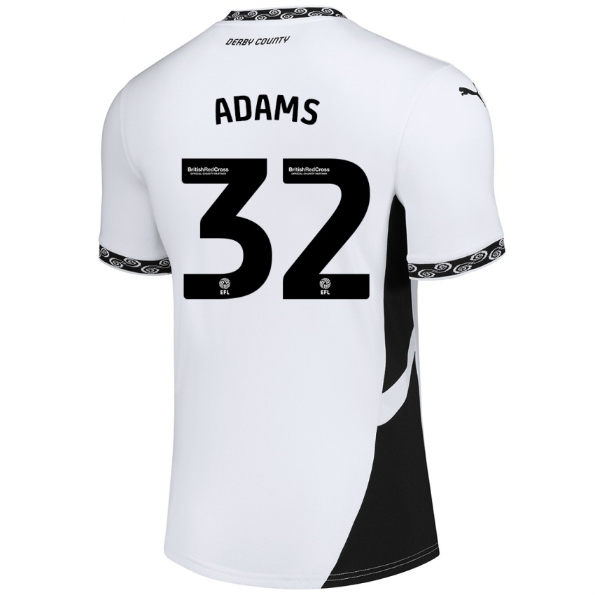 Niño Camiseta Ebou Adams #32 Blanco Negro 1ª Equipación 2024/25 La Camisa