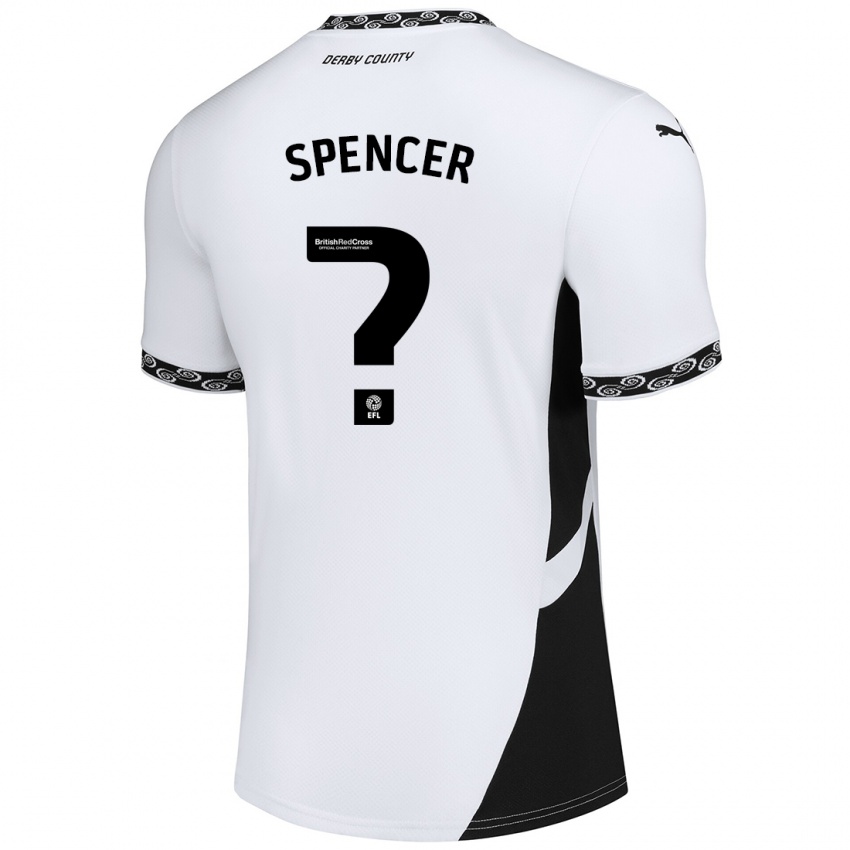 Niño Camiseta Morten Spencer #0 Blanco Negro 1ª Equipación 2024/25 La Camisa