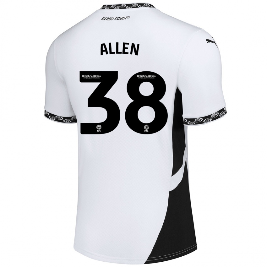 Niño Camiseta Cruz Allen #38 Blanco Negro 1ª Equipación 2024/25 La Camisa