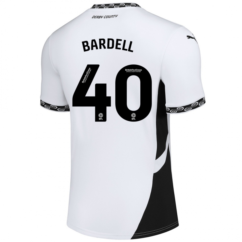 Niño Camiseta Max Bardell #40 Blanco Negro 1ª Equipación 2024/25 La Camisa