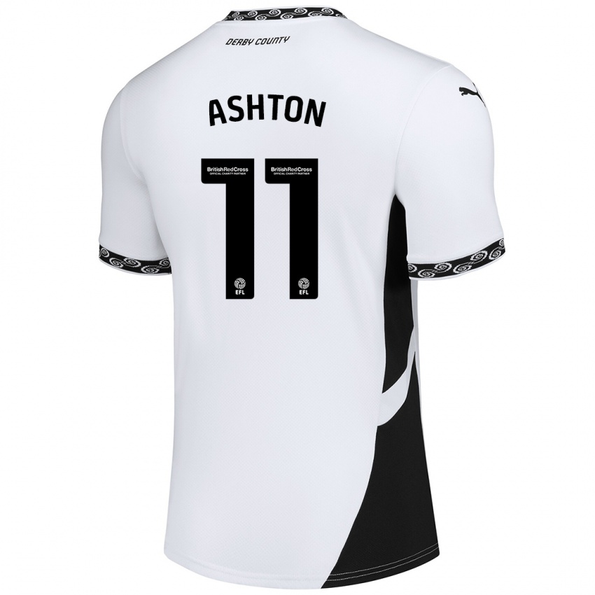 Niño Camiseta Eleanor Ashton #11 Blanco Negro 1ª Equipación 2024/25 La Camisa