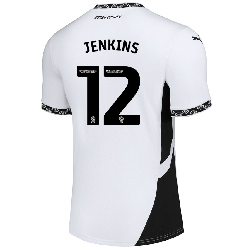 Niño Camiseta Camille Jenkins #12 Blanco Negro 1ª Equipación 2024/25 La Camisa