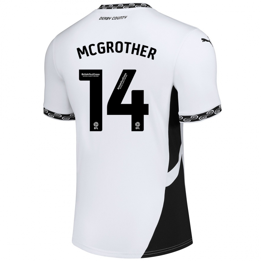 Niño Camiseta Becky Mcgrother #14 Blanco Negro 1ª Equipación 2024/25 La Camisa