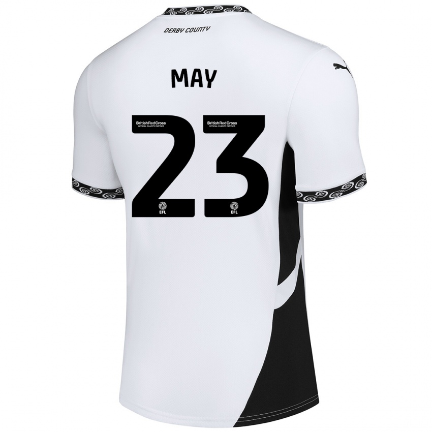 Niño Camiseta Rebecca May #23 Blanco Negro 1ª Equipación 2024/25 La Camisa