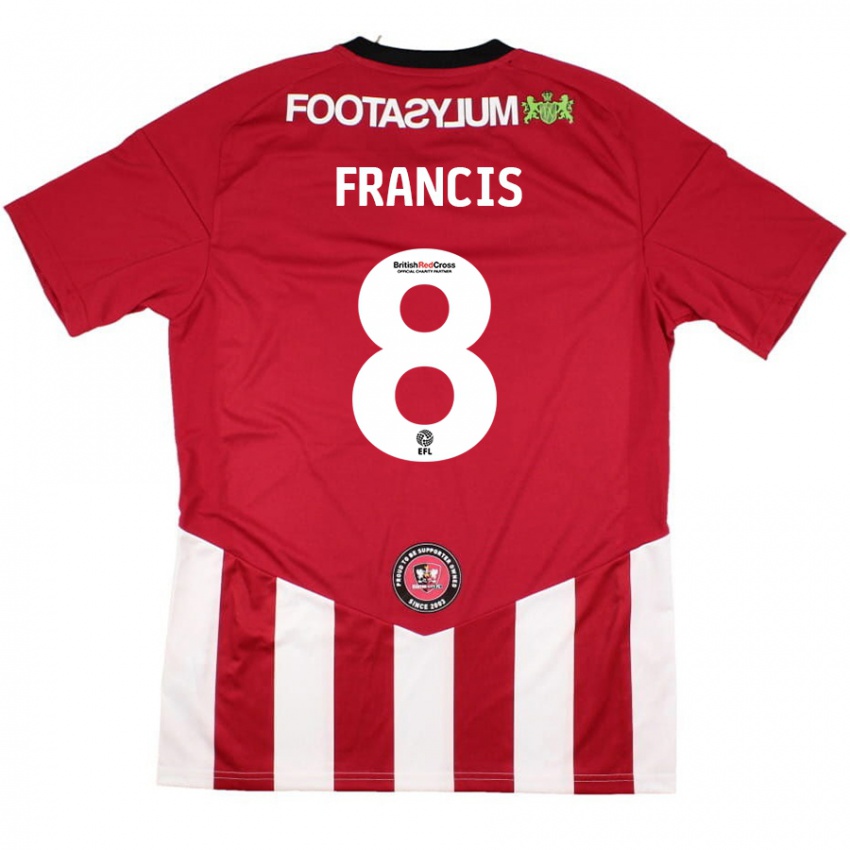 Niño Camiseta Ed Francis #8 Rojo Blanco 1ª Equipación 2024/25 La Camisa