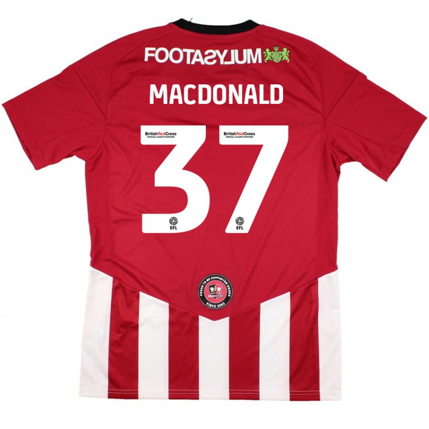 Niño Camiseta Shaun Macdonald #37 Rojo Blanco 1ª Equipación 2024/25 La Camisa