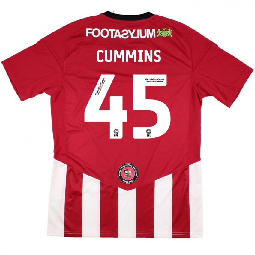 Niño Camiseta Charlie Cummins #45 Rojo Blanco 1ª Equipación 2024/25 La Camisa