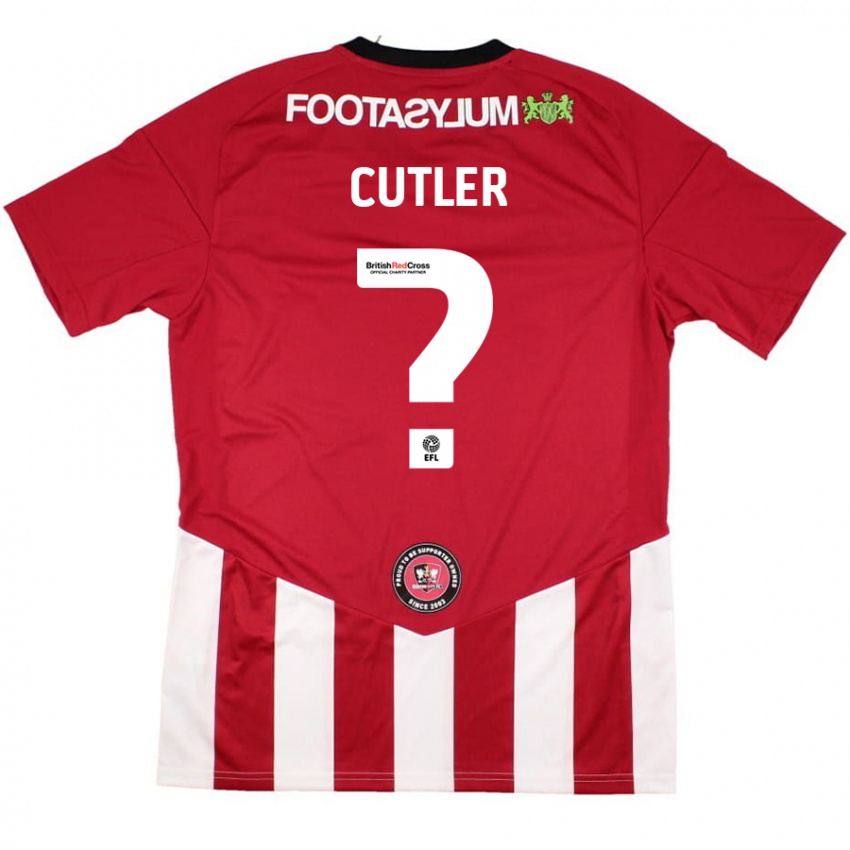 Niño Camiseta Theo Cutler #0 Rojo Blanco 1ª Equipación 2024/25 La Camisa