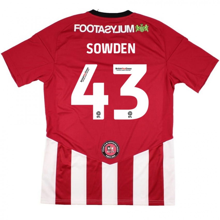 Niño Camiseta Andrew Sowden #43 Rojo Blanco 1ª Equipación 2024/25 La Camisa