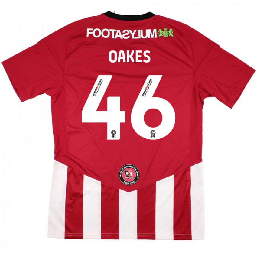 Niño Camiseta Liam Oakes #46 Rojo Blanco 1ª Equipación 2024/25 La Camisa