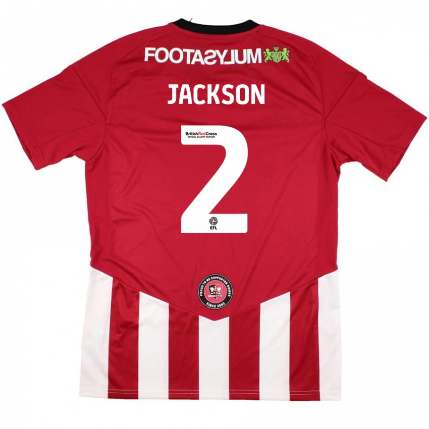 Niño Camiseta Bow Jackson #2 Rojo Blanco 1ª Equipación 2024/25 La Camisa