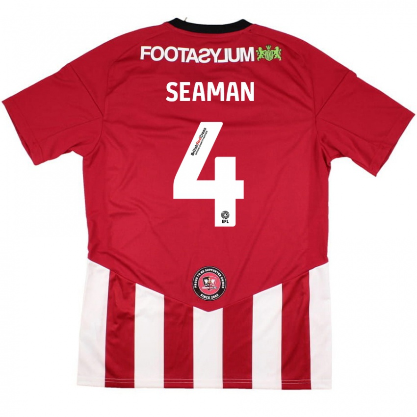 Niño Camiseta Jaydee Seaman #4 Rojo Blanco 1ª Equipación 2024/25 La Camisa