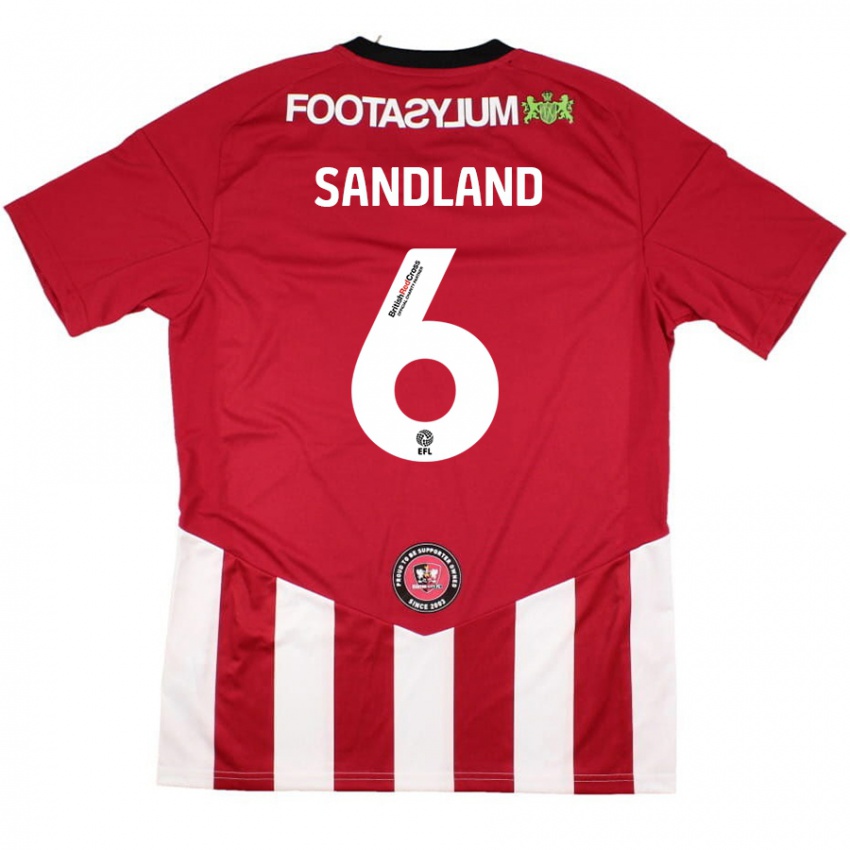 Niño Camiseta Jess Sandland #6 Rojo Blanco 1ª Equipación 2024/25 La Camisa