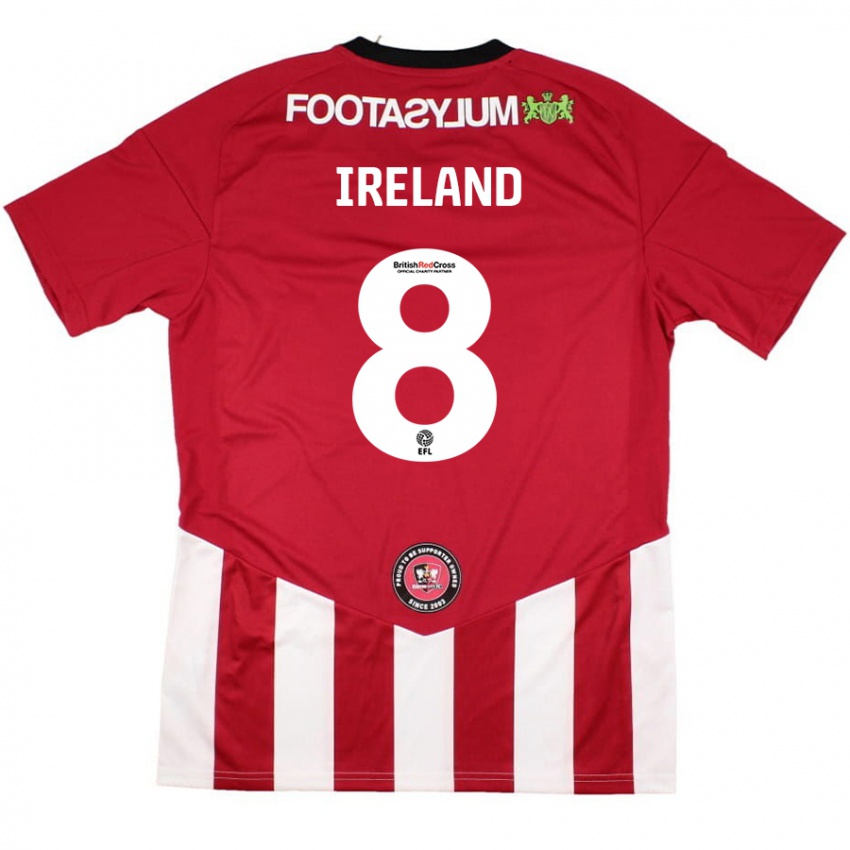 Niño Camiseta Beth Ireland #8 Rojo Blanco 1ª Equipación 2024/25 La Camisa