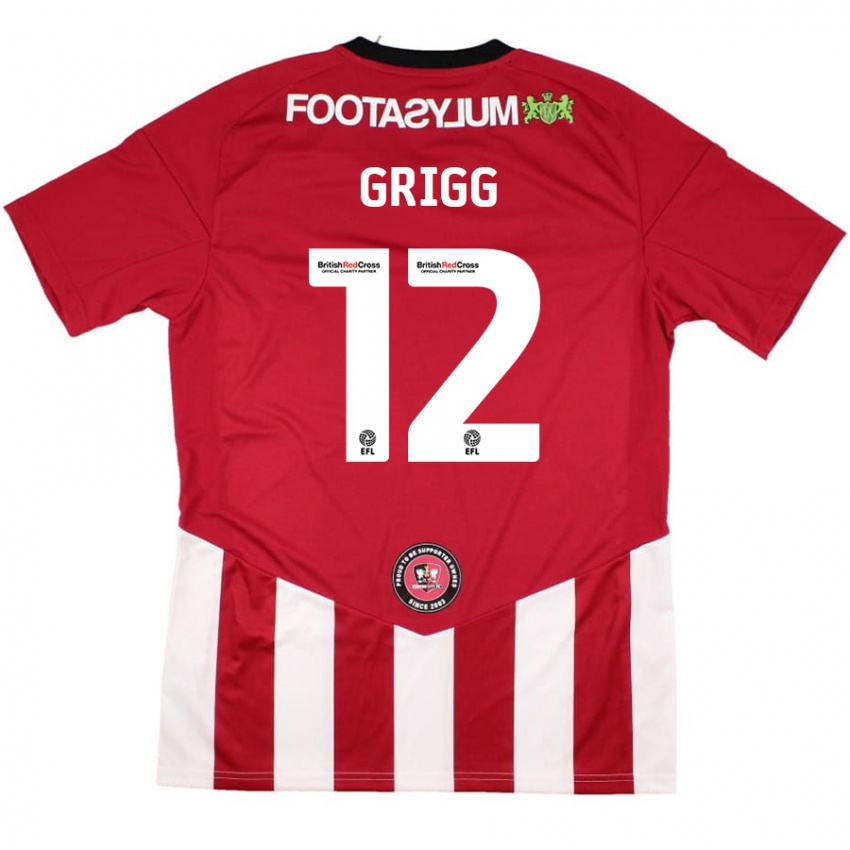 Niño Camiseta Katie Grigg #12 Rojo Blanco 1ª Equipación 2024/25 La Camisa