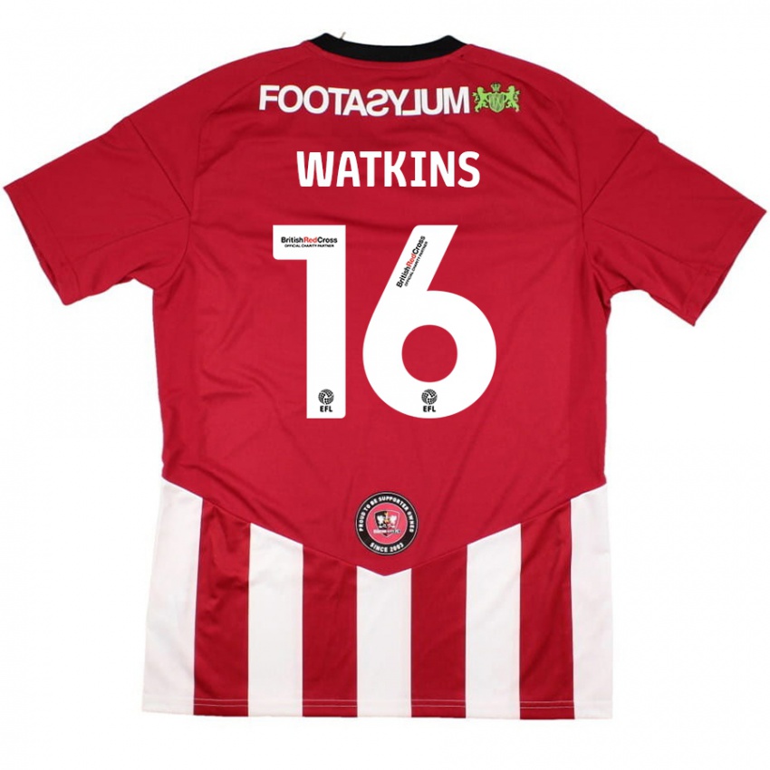 Niño Camiseta Zoe Watkins #16 Rojo Blanco 1ª Equipación 2024/25 La Camisa