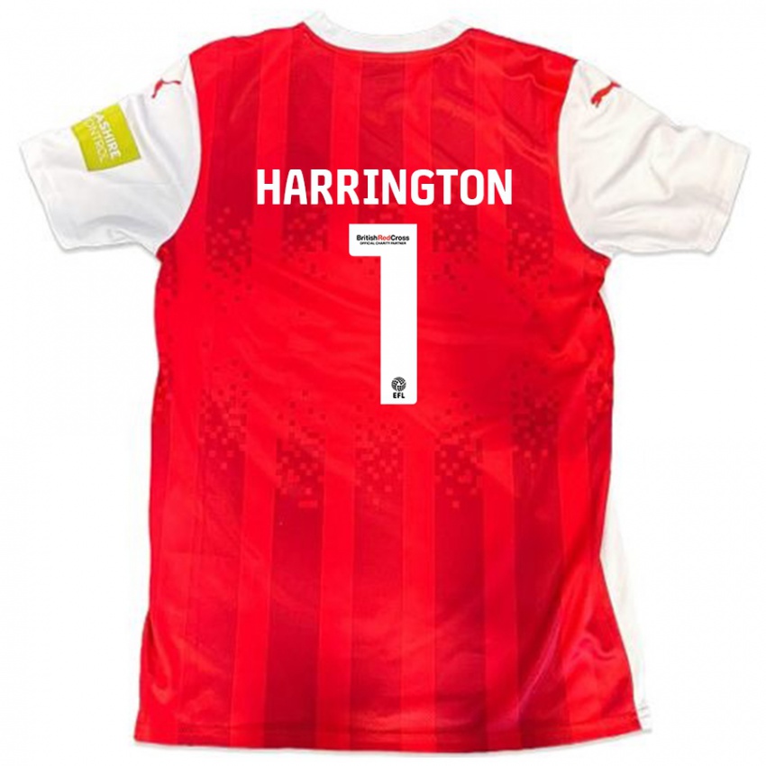 Niño Camiseta David Harrington #1 Rojo Blanco 1ª Equipación 2024/25 La Camisa